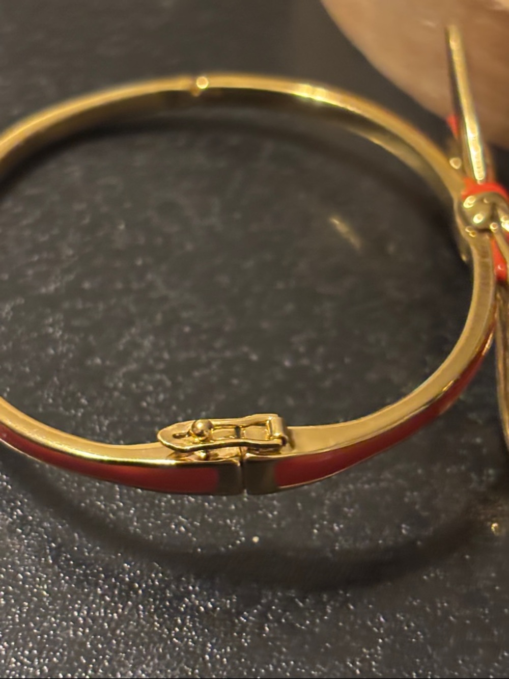 Kate Spade New York Skinny Mini Bow Bangle in Orange Enamel‎ - Picture 5 of 12
